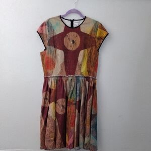 Multicolor Abstract Midi Dress